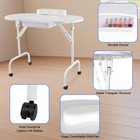 Portable Folding Manicure Table Nail Tech Desk Lockable Wheels Bag Drawer White