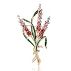 Luxury Pink Rhinestone Flower Bouquet Brooch Gold Pin Spring Summer Jewelry Gift