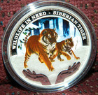 2012 Tuvalu  1 Wildlife In Need  Siberian Tiger 1oz Colorized Silver Coin W box