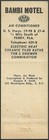 Full Length   Bambi Motel   Vintage Real Photo Matchcover Perry  Fl Florida