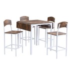 5pcs Counter Height Dining Table Breakfast Table Wooden Kitchen Bar Furniture Us