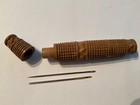 Carved Wood Sewing Needlecase 