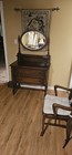 Antique Oak Armoire Wardrobe 2 Doors 1 Drawer 2 Shelves 72x48x18