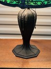 Antique Art Nouveau Bent Slag Glass Green And Carmel Lamp B   H Style