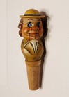 Vintage Anri Wooden Mechanical Man Sticking Out Tongue Bottle Stopper Cork