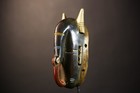 African Tribal Mask Carved Wood Antelope Horns Ritual Art Decor Wall-g5023