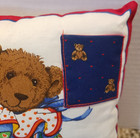 Handmade Tooth Fairy Pillow - With Pocket - Teddy Bear With Balloon 8inch Square