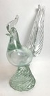 Vintage Clear Glass Rooster Perched Statue 9 5  Tall X 8 75  Long X 3  Wide