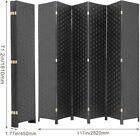 Room Divider  6 Panel Folding Portable Partition Screen Wood Mesh Woven Design