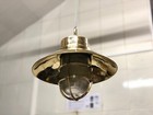 Marine Original Brass Ceiling Mount Old Hanging Light With Brass Shade Set Of 2