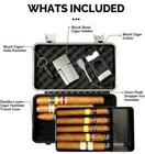 Cigar Case Travel Humidor Double Layer 10 Cigars Hole Puncher Hygrometer Cutter