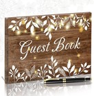 Wood Grain Wedding Guest Book With Pen For Wedding Decor Birthday Rustic Leav   