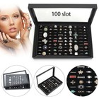 2pack 100 Slots Jewelry Ring Display Organizer Tray Holder Earrings Storage Case
