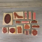 Lot Of 15 Assorted Mounted Rubber Stamps