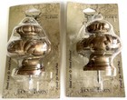 Set Of 2 House Parts Curtain Rod Finials Crown Bronze Hand Cast Wood Pole 1 3 8   