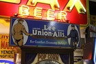 Rare Lee Overall Union Allis Dealer Porcelain Metal Work Wear Denim Jean Clothes
