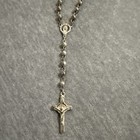 Vintage Catholic Religious Saint Mary Rosary Crucifix Silver Metal Bead Goth