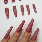 Colored Coffin Press On Nails Long Ballerina False Fake Nail Tips Full Coffee