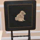 Vintage Petit Point Poodle Fire Screen Folding Table 42in Two Poodles