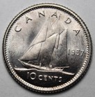 Canada 1957 Silver 10 Cents  Choice Uncirculated  c279 