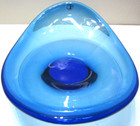 Vintage Art Glass Bowl Ikea Scandinavian Danish Modern Blue Oval 10 1 2  L