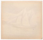 C1880 Textile Label Unmanned Schooner Near Lighthouse Hofstetter Bros  Litho Nos