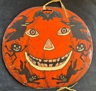Vintage Halloween Beistle Early 1900 Pumpkin Lantern Witch 2 - Detached Sides
