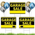 Garage Sale Sign  17 X 12 5 Inches Double Sided With Metal Stakes And Yellow