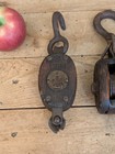 2 Antique Block Tackle Small Pulleys Original Block   Tackle Nautical Lot