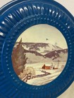 Vintage Stove Pipe Chimney Flue Cover Tin Plate Winter Scene Farmhouse Primitive