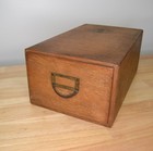 Vintage Single Drawer Oak Card Catalog File Cabinet 16-3 4  X 10  X 7 