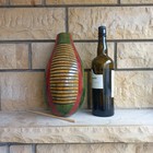 Artisan Hand-carved Gourd G  iro - Green  Red   Natural Finish