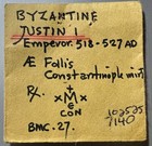 Byzantine Empire Justin I 518-527 Ad Ae Follis Constantinople Mint