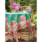 April Cornell Blanche Floral Tablecloth 54 X 54 Breakfast Cloth Turquoise Rose