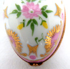 Vintage Limoges France Porcelain Pink Floral Egg Trinket Box   Signed