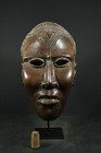 African Benin Bronze Ceremonial Ife King Head Mask - Benin  Nigeria Tribal Art