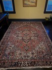 Antique Heriz Early 1900 s Handmade Wool Rug Genuine   Vibrant  Serapi 9  X 12 