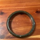 Vintage Carved Dark Green Bakelite Bangle Bracelet 1930s Art Deco Design