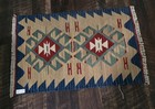 Vintage Turkish Kilim Rug 2x3 Wool Tribal Anatolian W import Tag   Lead Seal