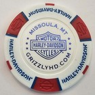 Grizzly Harley-davidson Missoula Mt White red Signature Poker Chip Renamed