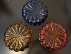 Vintage Mid-century Modern Viking Art Glass Ribbed Ashtrays Set Of 3