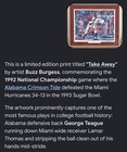 1992 Alabama    take Away    By Artist Buzz Burgess signed By George Teague 595 5000