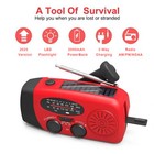 Hand Crank Emergency Solar Weather Radio 2000mah Power Bank Charger Flash Light