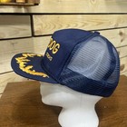 Vintage Stroh s Beer Snapback Mesh Hat Truckers Adjustable Cap Blue W Gold Rare