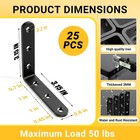25pcs Black Angle Brackets 3   x 3    Heavy Duty Corner Bracket 3mm For Wood