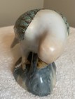 1950   s Porcelain Dove 7  Wbi China Teal gold Figure Bird Hand Painted