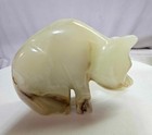 Vtg Polar Bear  Dog  Carved Animal Onyx Stone Marble Statue Figurine-l3- Read