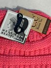 C c exclusive Messy Bun Beanie Tail Ponytail Solid Pink Knit New W  Tags