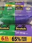 3 X Scotch 3m  3 Magic Tape Invisible   3 Gift Wrap Jumbo Xl 6600  Total 6-pack