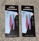 Tweezerman Mini Slant   Point Tweezer Combo Set 2 Pack 4 Pieces Pink Purple